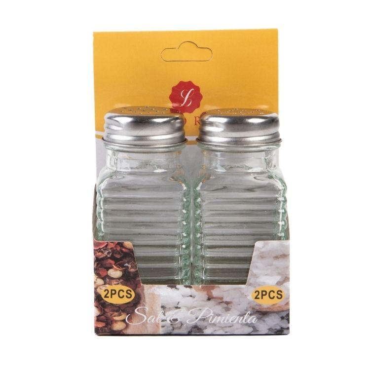 SET SALERO PIMENTERO VIDRIO 9CM