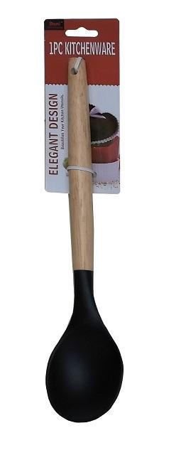 CUCHARON DE SILICONA CON MANGO DE MADERA